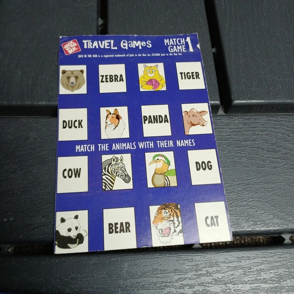 Jack in The Box Kids Meal TRAVEL GAMES Toys 2000 Match‎ Game 1, 2 - ZC